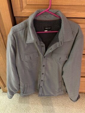 Marmot Gray Sherpa-Lined Jacket with Red Trim